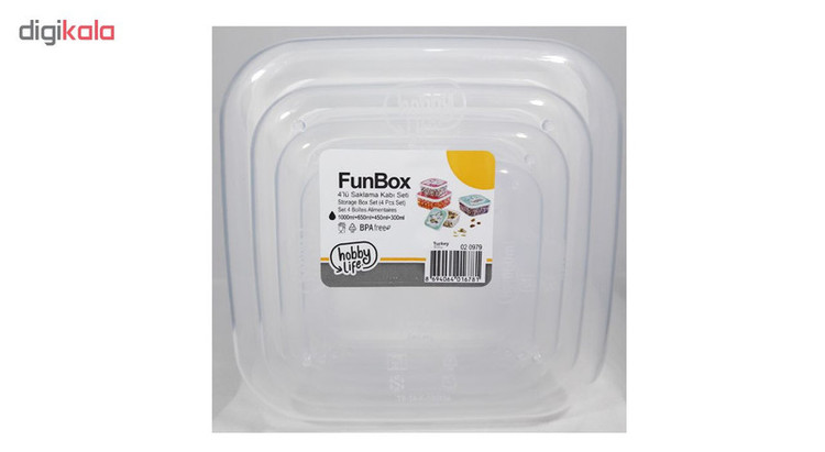 ظرف نگهدارنده هوبی لایف مدل Fun Box مجموعه 4 عددی