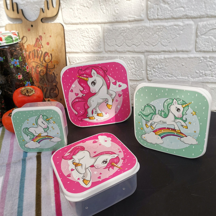 ظرف نگهدارنده هوبی لایف مدل Unicorn مجموعه 4 عددی